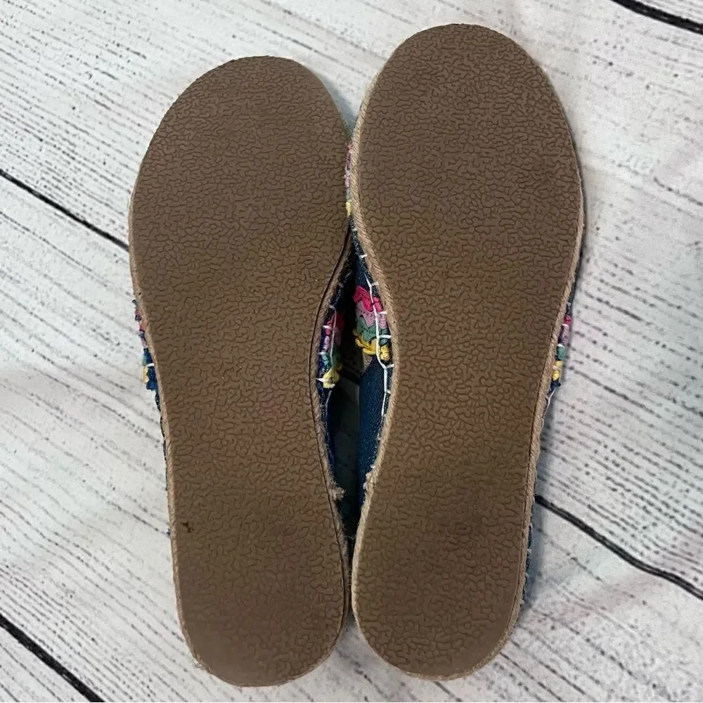 Boden Chambray Scallop Striped Espadrilles Size 8
